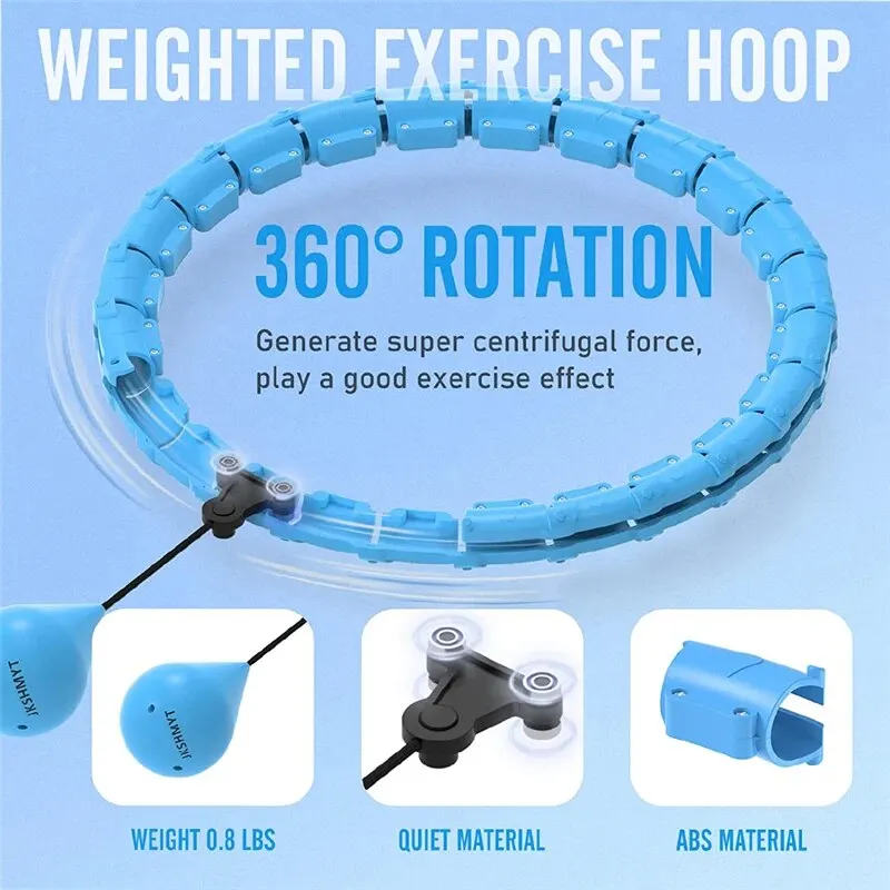 Weighted Sports Circle Hoops for Adults Weight Loss Plus Size for Adults Smart Exercise 2 in 1 Adjustable with Detachable Knots