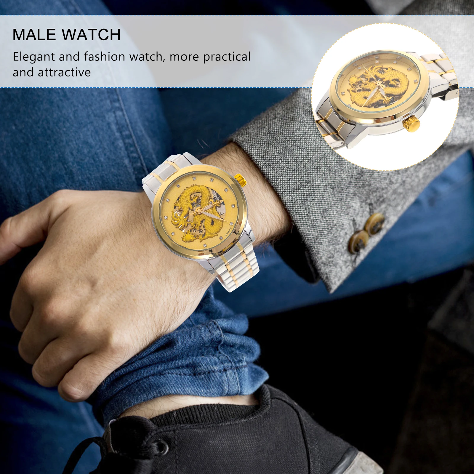

Smart Watches for Men Waterproof Mechanical Automatic Mens Hollow Out Analog Wrist Man