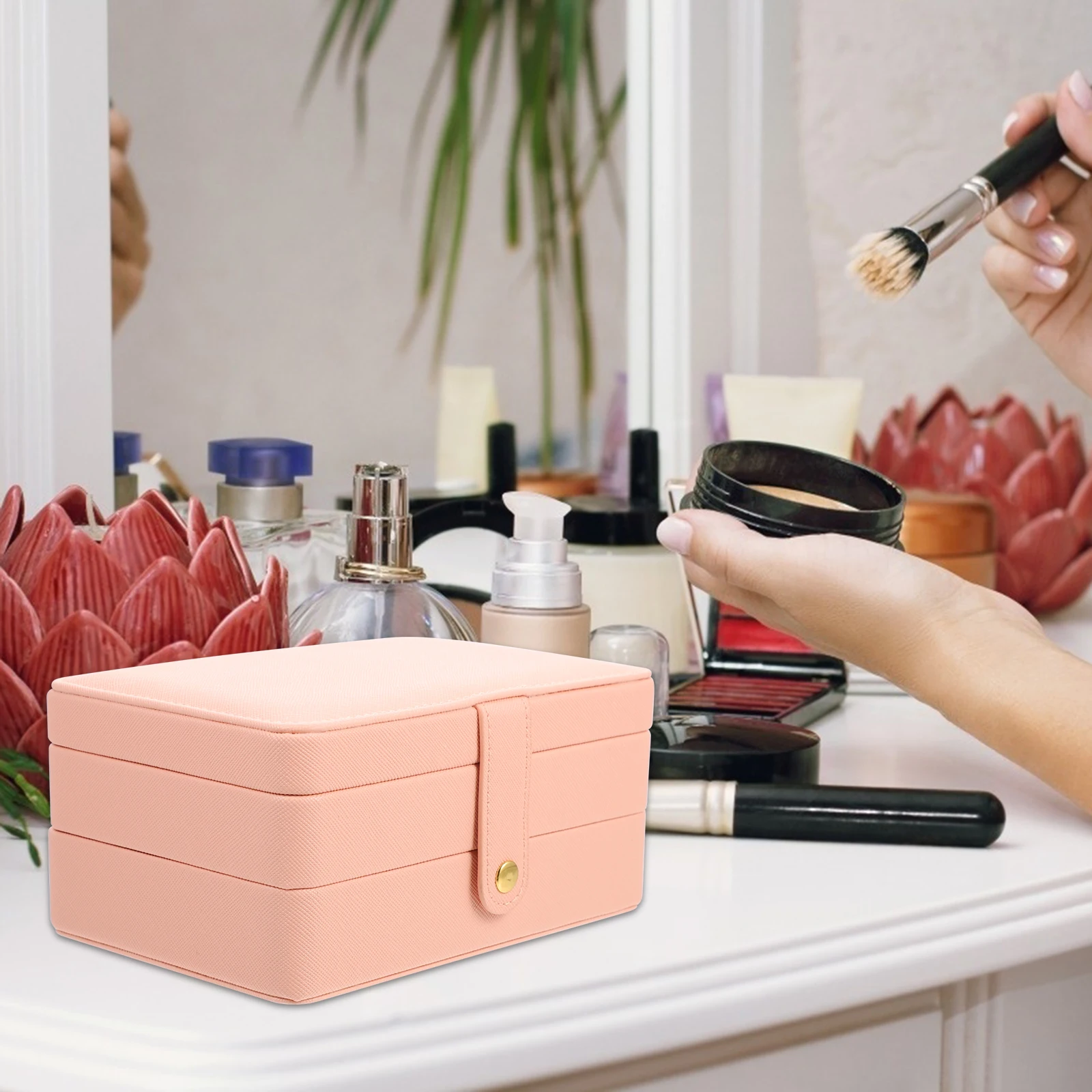 Портативная шкатулка для драгоценностей для женщин и девочек, дорожные чехлы, серьги, ожерелье, контейнеры для хранения мелких предметов, домашний декор из искусственной кожи, идеи подарков