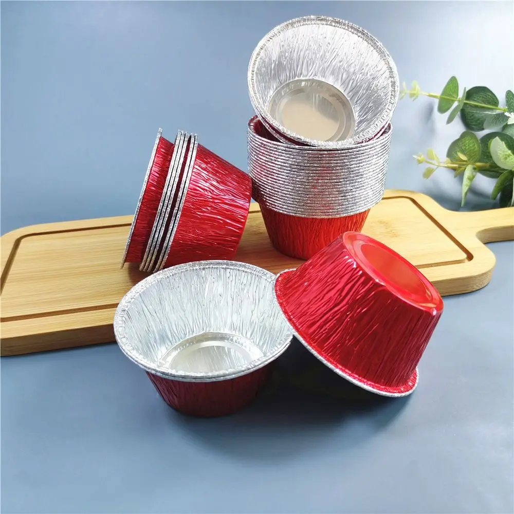50Pcs Disposable Aluminum Tin Foil Baking Pans Non-stick Food Grade Tinfoil Tray Oil-Proof Practical Baking Cup Tray Egg 3