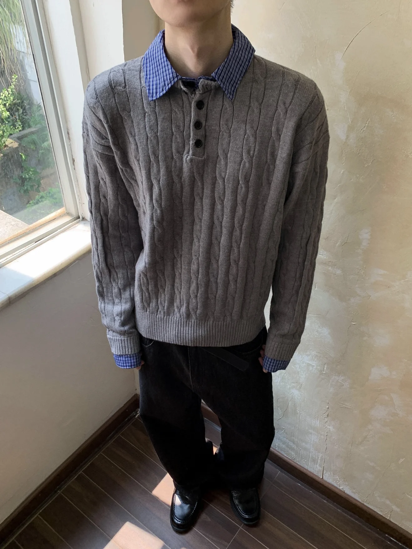 Американский клетчатый свитер с витой шпилькой для волос, повседневный свободный мужской и женский осенне-зимний универсальный вязаный топ для пар