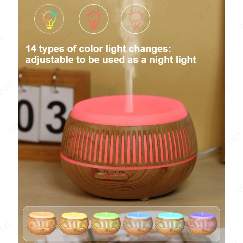 Wood Grain Ultrasonic Air Humidification Aromatherapy Machine Large Capacity Atmosphere Color Light Timed Aromatherapy Machine