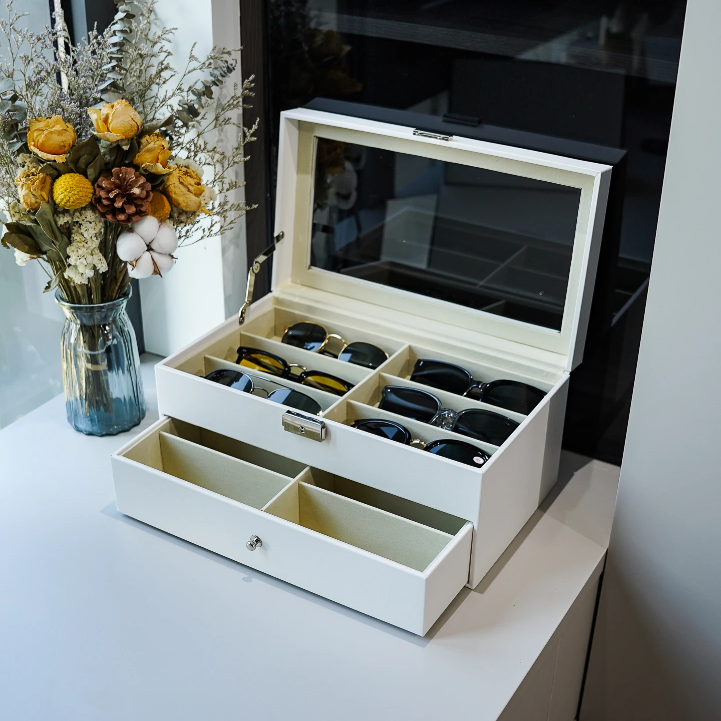 elegante-caja-de-almacenamiento-para-gafas-de-doble-capa-con-12-compartimentos-tapa-de-vidrio-cerradura-con-llave-estuche-de-exhibicion-para-gafas-de-sol-material-de-cuero