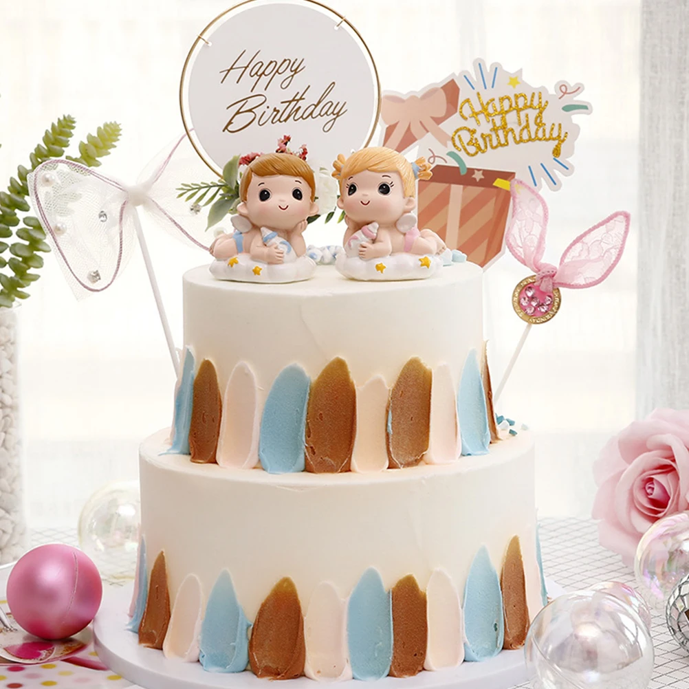 

2pcs Princess Prince Decor Birthday Party Ornament High-Grade Cake Embellishment Photography Prop Cake Decoration