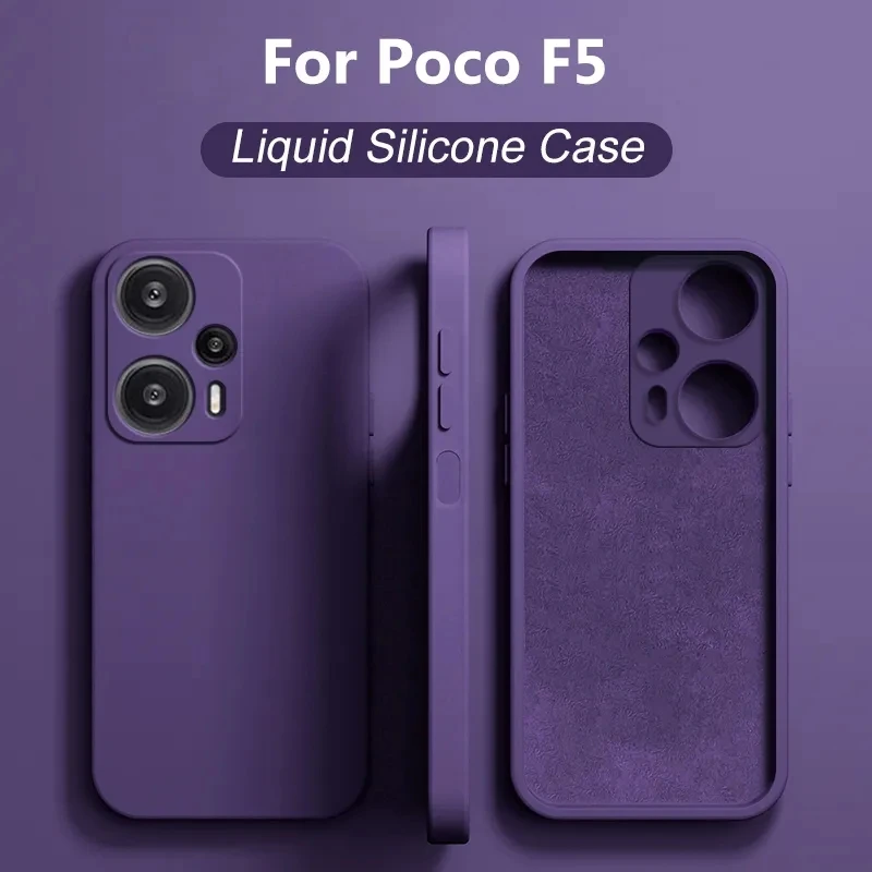 Poco F5 F 5 PocoF5 Case Luxury Square Liquid Silicone Phone Cases For Xiaomi Poco F5 F 5 PocoF5 Pro Full Protection Soft Cover