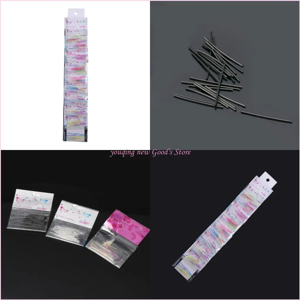 

57QA 250pcs/pack Anti-allergy Plastic Earrings Pins Transparent Rainbow Mix Color