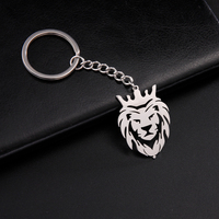 Cooltime Punk Lion Pendant Keychain for Men Women Stainless Steel Fashion Keyring for Car Keys Jewelry Gift New