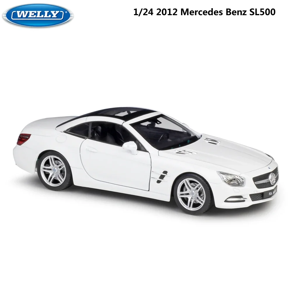 WELLY Diecast 1:24 Scale Model Car Alloy Racing Car Mercedes Benz SL500 Sports Car Metal Toy Car For Children Gift Collection