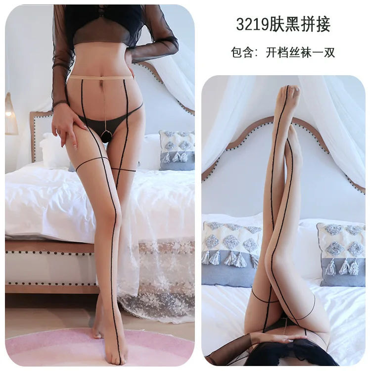 

Длинное нижнее белье Night Passion, интернет-знаменитости, чистое желание, ажурные чулки, сексуальные черные чулки с открытой промежностью, искушение, чулки без следов 3219