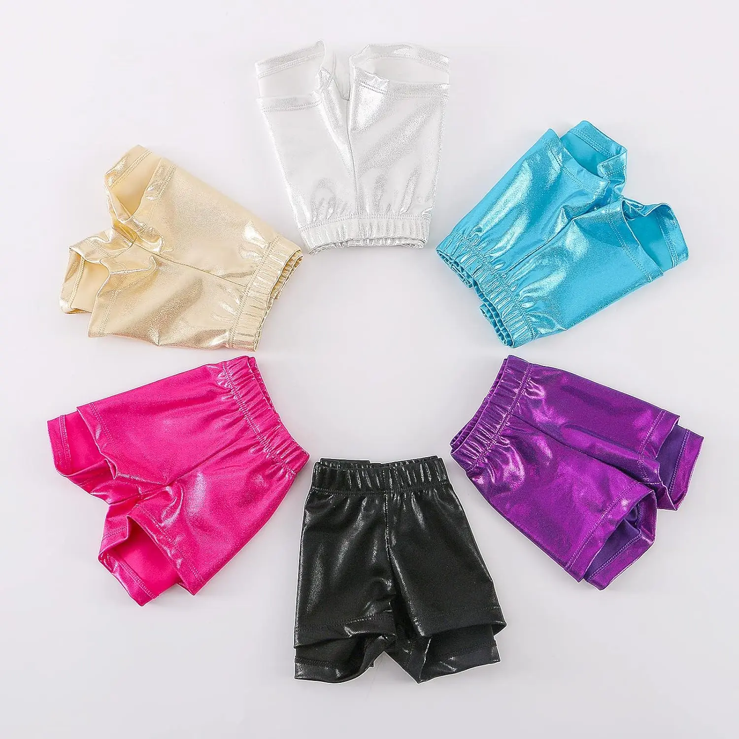 BYONEME Girls Dance Short for Gymnastics Athletic Shorts Sparkle Glitter Tumbling Bottoms 2-3T