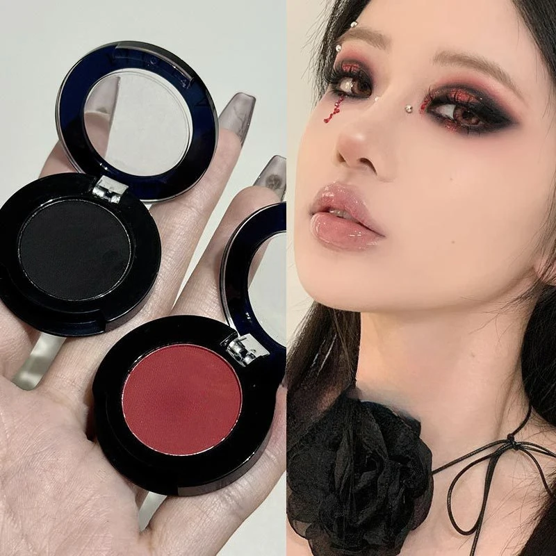 Preto e vermelho combinação conjunto de sombra de olho punk goth estilo fumaça fosco branco e azul sombra de olho conjunto maquiagem dos olhos cosméticos