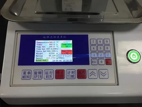 يتوافق مع مؤشر تدفق الذوبان MFR مع ASTM D1238 وISO 1133