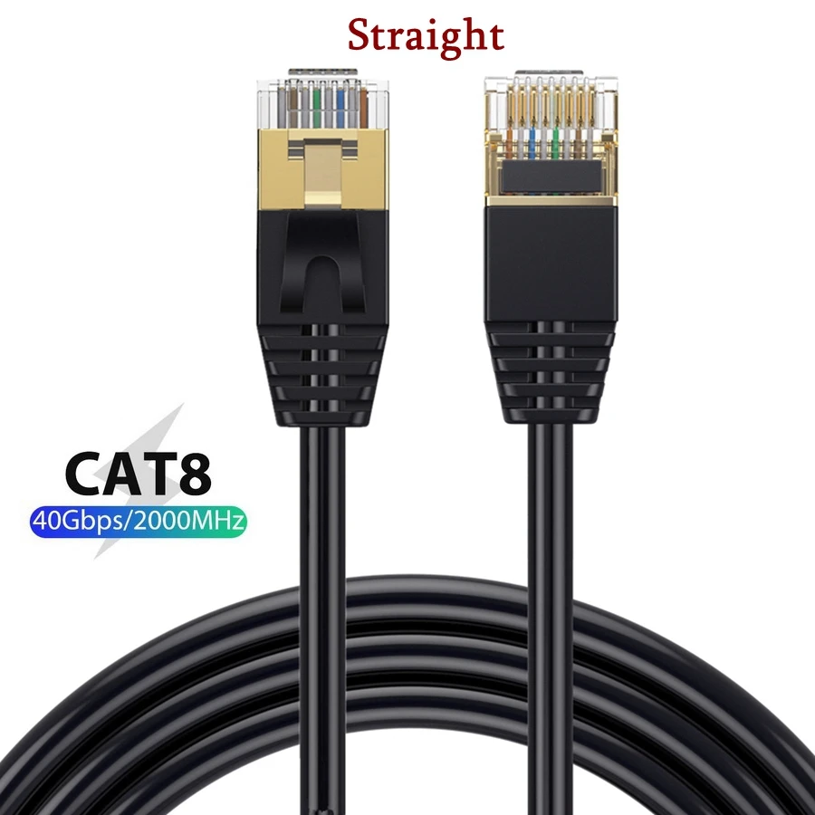 40 gb/s 2000MHz kot 8 Ultra cienki Cat8 kabel Ethernet SFTP RJ45 sieci Lan 90 stopni w górę kąt nachylenia internetu RJ 45 kabel Ethernet