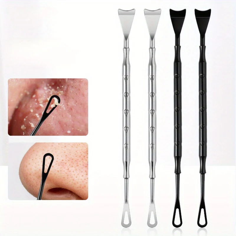 Blackhead Removal and Pore Cleaning, Acne Extractor with Metal Spoon and Needle, Manual Acne Treatment, Facial Blackhead Scraper