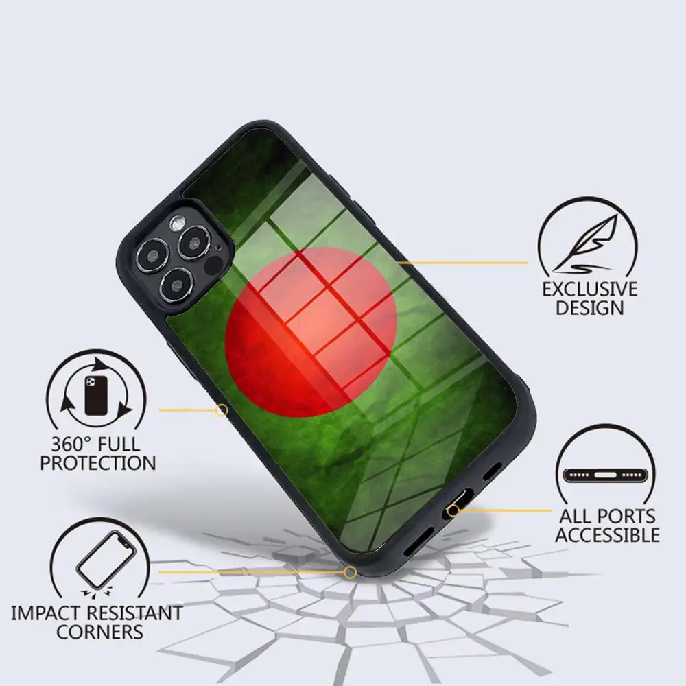 Bangladesh Bangladeshi Flag  Phone Case Glass For IPhone 16 15 Promax 14 13 Pro 12 11 Magnetic charging Covers