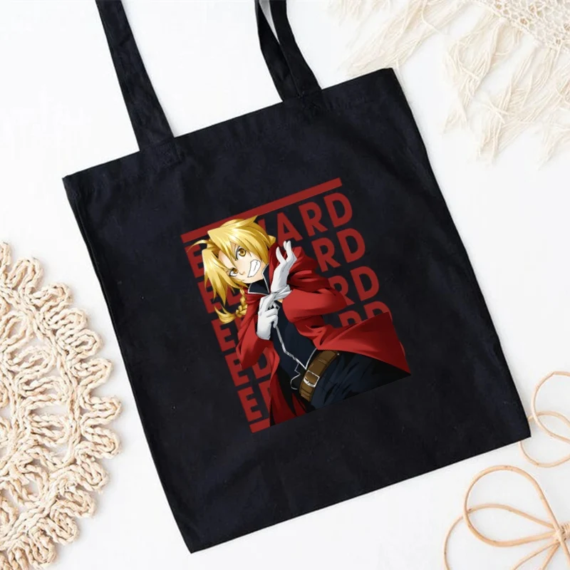 Fullmetal Alchemist Edward Elric Alphonse Elric Women's Handbags Shopper High-capacity Canvas Shopping Bags Grocery Storage