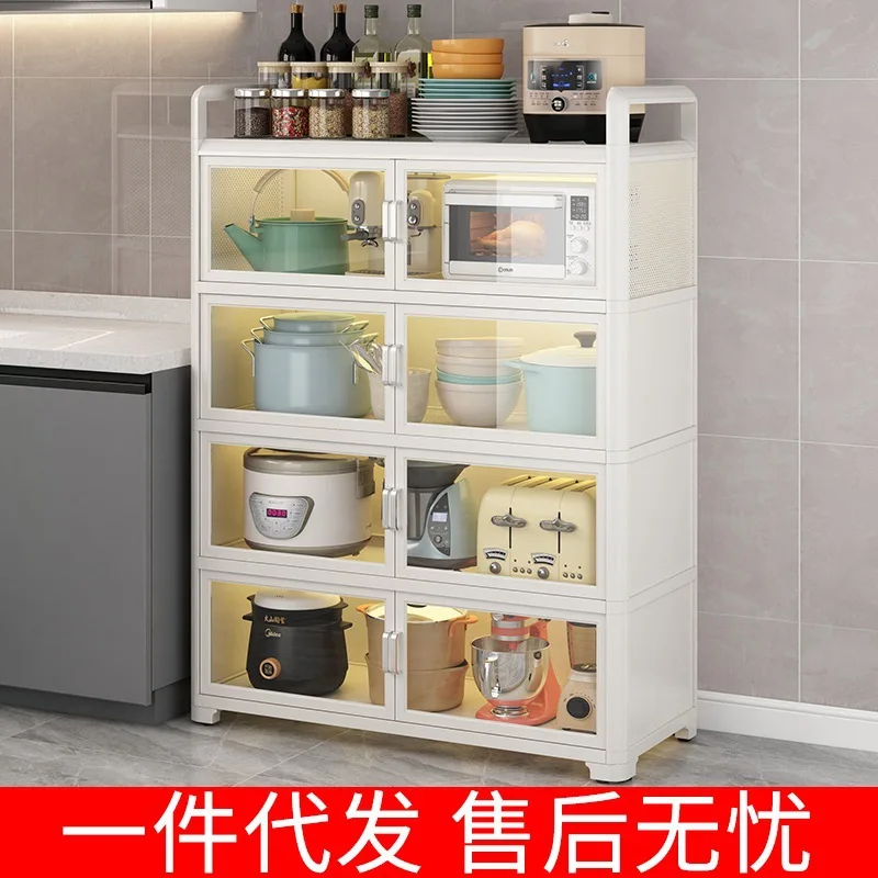 Kitchen shelves, multi-tiered floor-to-ceiling, dust-proof leftovers storage, sideboards, dishes,