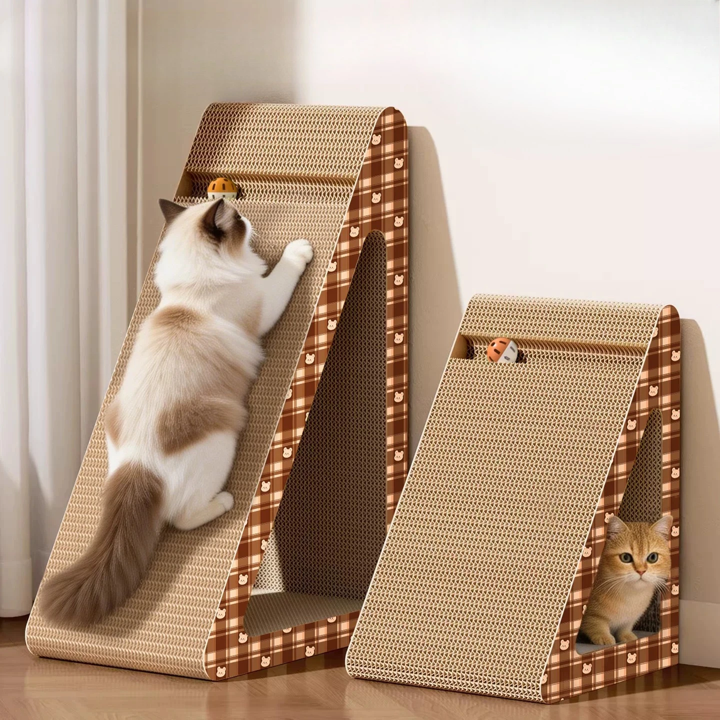 垂直型猫用爪とぎボード-三角形-傷つきにくい-耐摩耗性-粉くずが出ない-大型猫用トイレ-猫の爪用