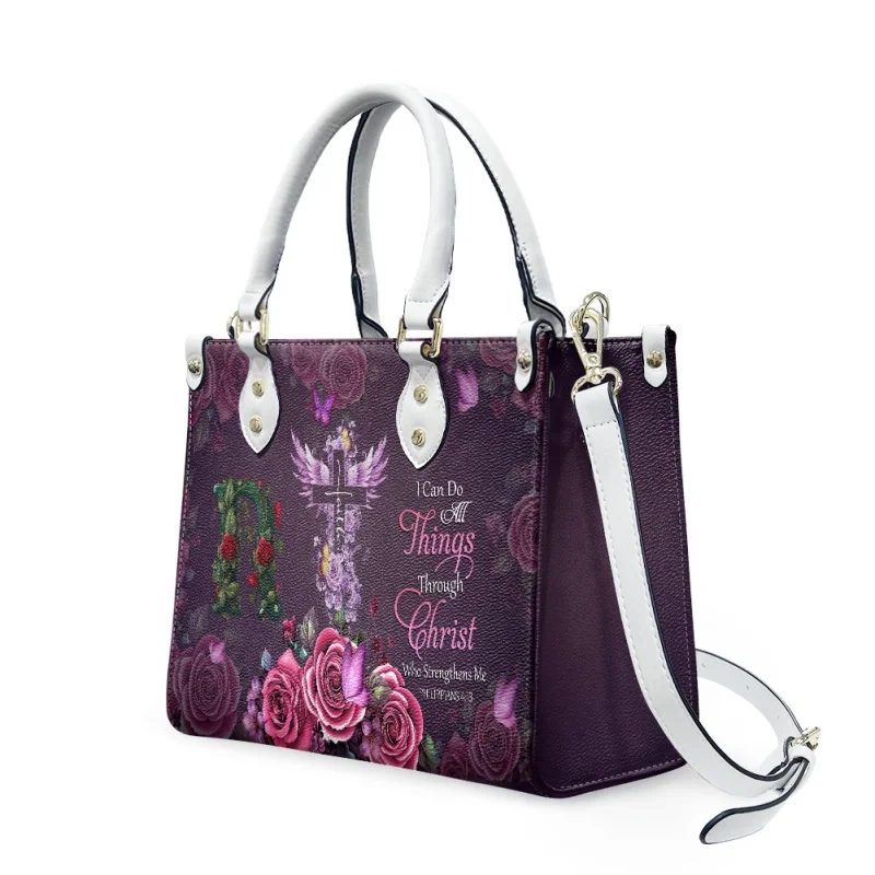 Bolso de cuero con estampado Floral para mujer, bolsa de mano informal con nombre personalizado, estrella del Este