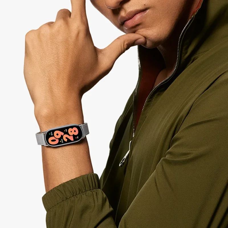 الأصلي Xiaomi شريط للرسغ اكسسوارات ل Xiaomi MI الذكية الفرقة 8/9/10 الفولاذ المقاوم للصدأ فيتون الحرير الطبيعي استبدال معصمه