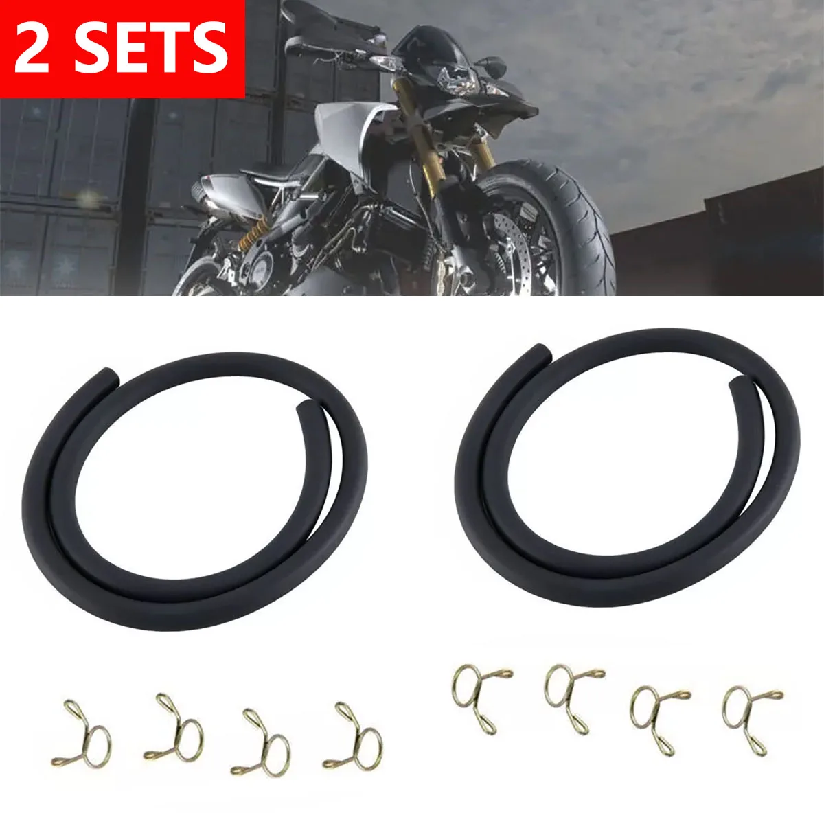 

2 Set Motorcycle Fuel Tube Hose Line Petrol Pipe Clamp Clip Parts Universal Motorbike Black Dirt Bike ATV Gas Oil Tube Accessory