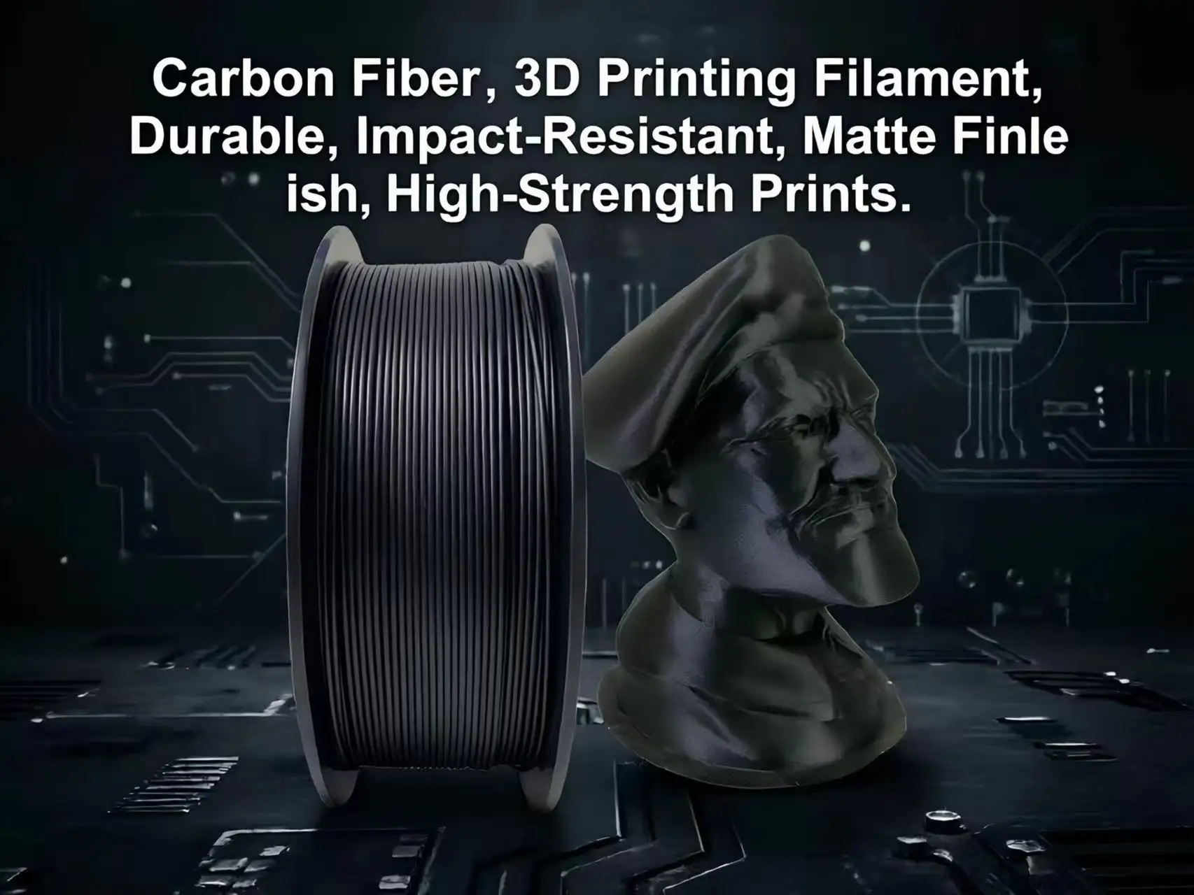 Carbon Fiber 3D Printer Filament 1.75mm, Conductive ABS CF 3D Printing Material, High Strength, Heat Resistant, Wear Resistant M