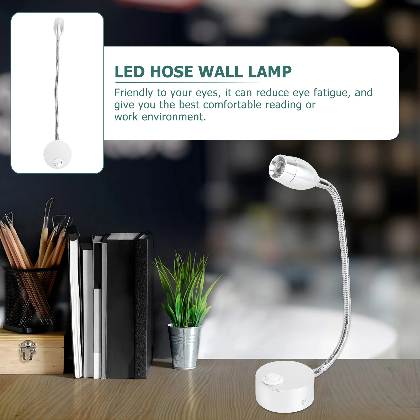 

LED Wall Light Reading Lamp Flexible Gooseneck Eye-friendly Bedroom Bedside Energy Saving Lamps for Office Hallway Cafe Hotel