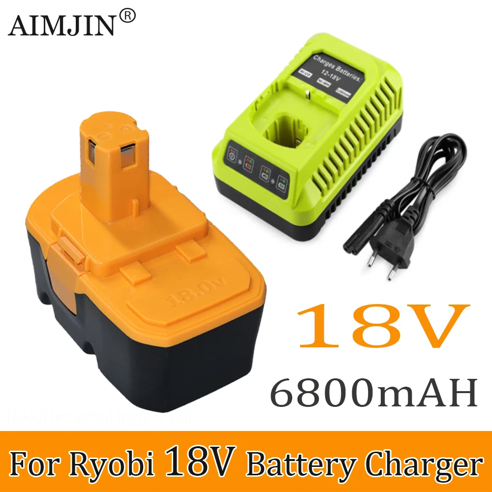 

For Ryobi 18V 6800mAH High capacity Ni-MH Rechargeable Battery Cordless Power Tool Battery+charger