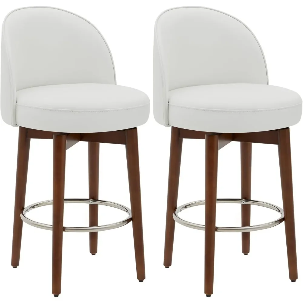 

Counter Height Bar Stools Set of 2, FSC Certified Swivel Barstools for Kitchen Island,26.4" H Seat Height,Faux Leather,White