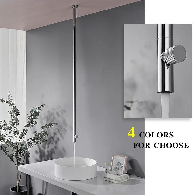 Bathroom Solid Brass Hang Ceiling Basin Faucet Matt Black Chrome Bathtub Faucet Tap Gun Grey Brushed Gold Spout Tap