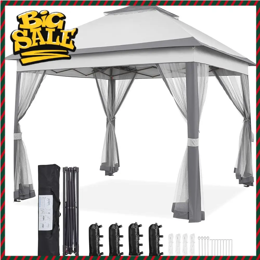 

Бестселлер: Двухуровневая уличная беседка с сеткой и мешками с песком для патио, газона и сада, серая