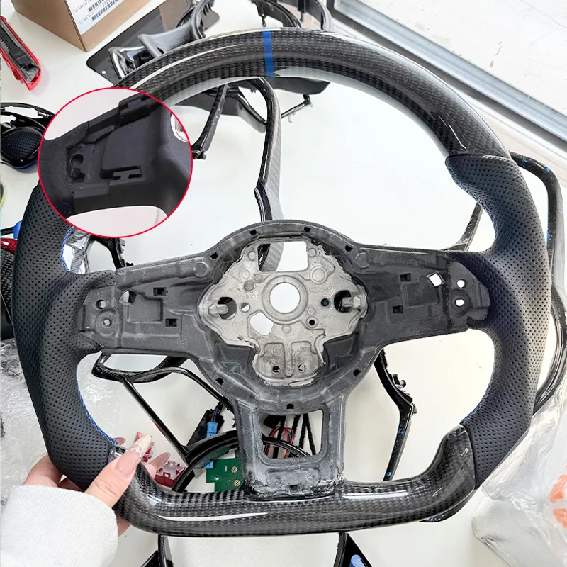 Geschikt voor Volkswagen Golf 7 7.5 GTI GTD GTE R 2013-2020 Blauw Pure Carbon Fiber Stuurwiel Upgrade Accessoires