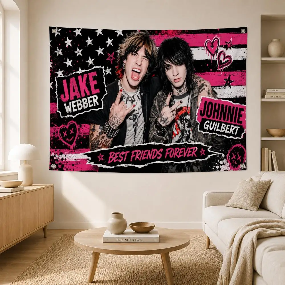 YouTuber Jake Webber & Johnnie Guilbert Flags Home Yard Garden Wall Hanging Indoor Outdoor Banner Decor for Patio Backdrop Art
