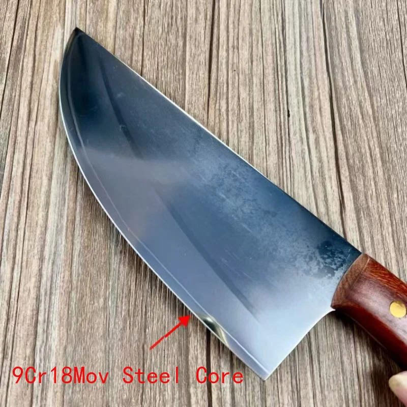 8 Inch Cleaver Knife 3-layers Clad Steel 9Cr18Mov Blade Chef Slicing Vegetables Breaking Meat Kitchen Knives Rosewood Handle