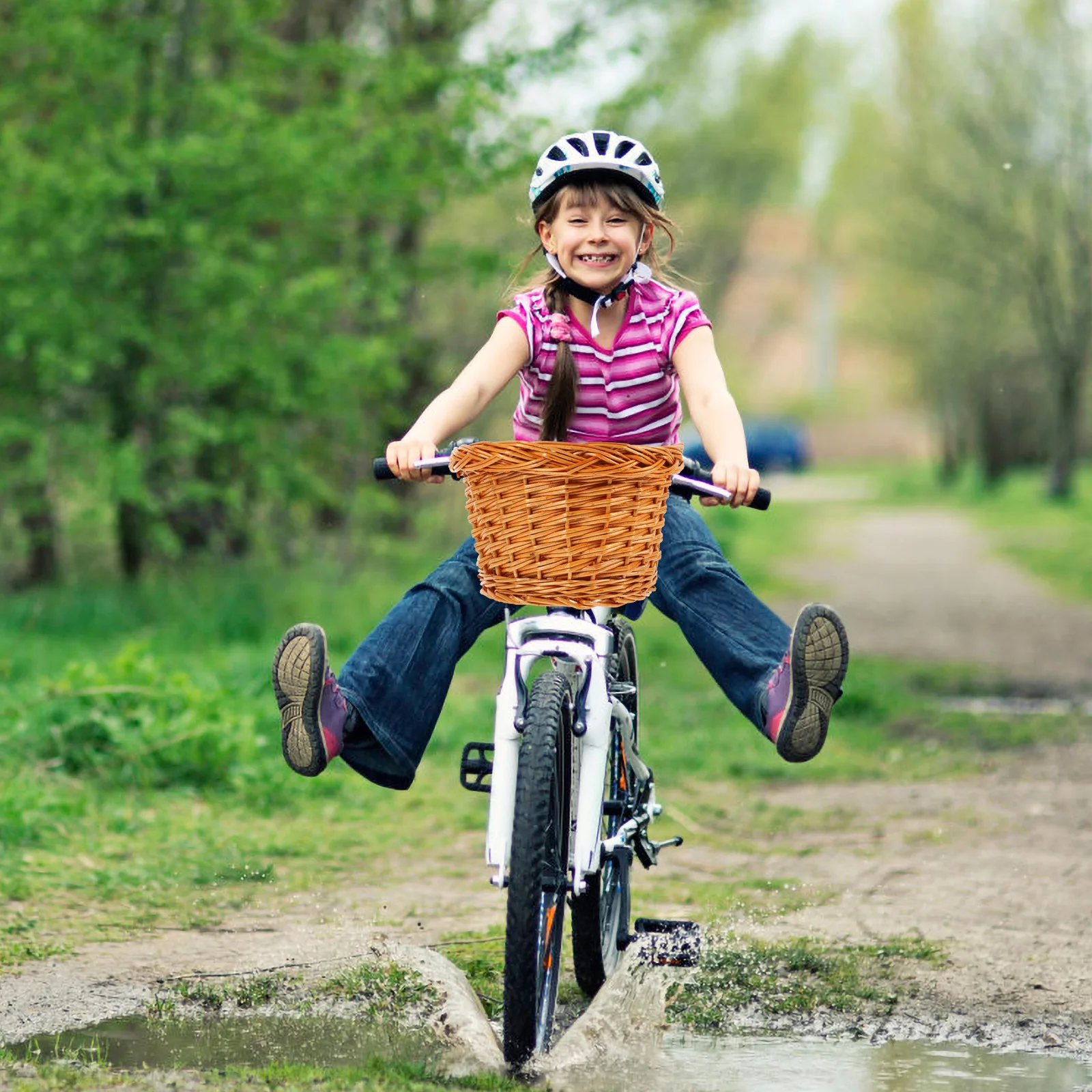 

Handmade Wicker Bicycle Basket for Sturdy Large Space Easy Install No Tools Required Front Handlebar Container