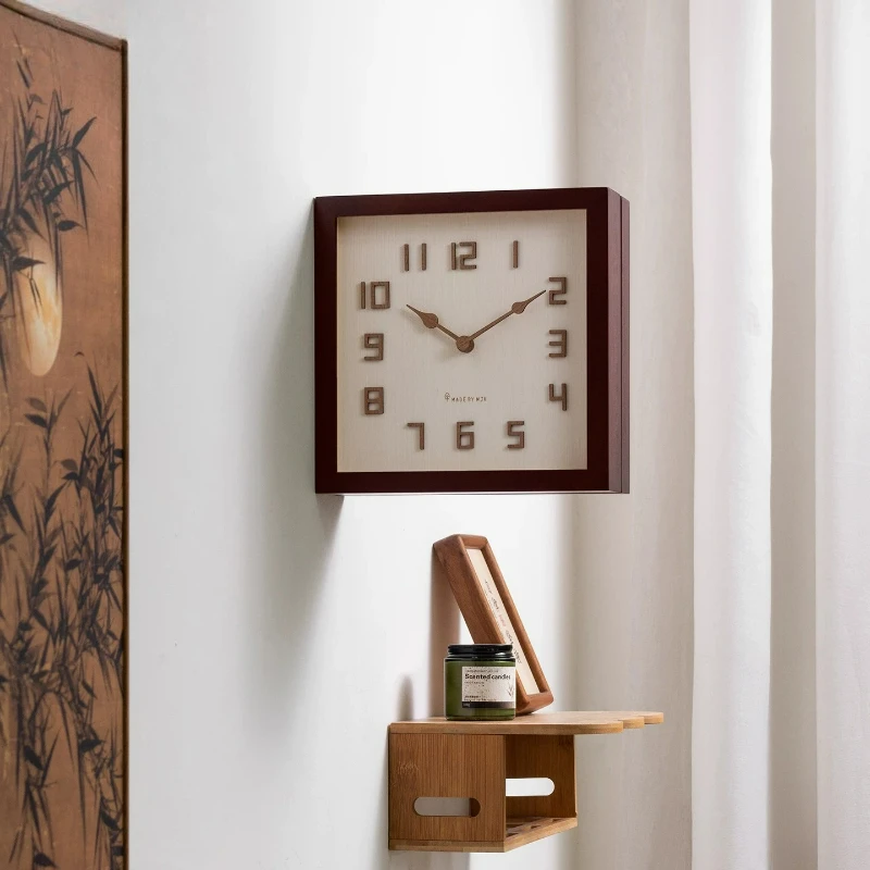 2026 New Retro Solid Wood Wall Clock Double Sided Design Corner Silent Hanging Clock for Living Room Table Modern Home Decor Set