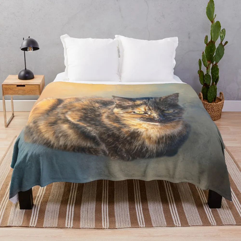 Tortie Cat 02 Throw Blanket Luxury Brand Furry Blankets