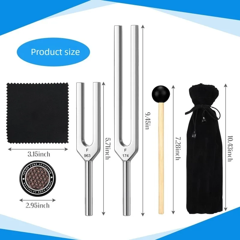 Aluminum Alloy Tuning Fork 9 Piece Set Meditation Diapason Tuning Forks Set Professional Sound Healing Percussion Instruments