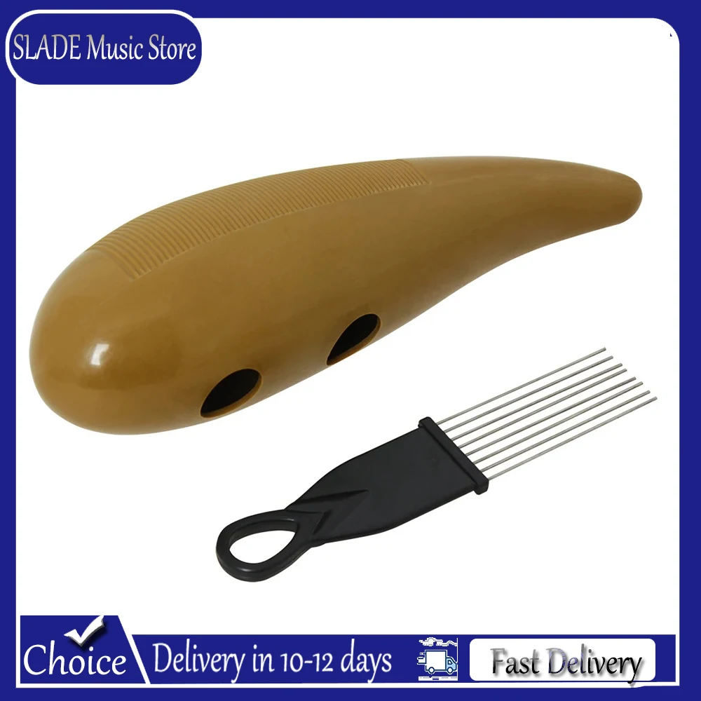 Guiro, Instrumento de Percusión Latino, Guiro de Plástico ABS con Raspador para Niños, Juguete Musical Educativo, Percusión Merengue