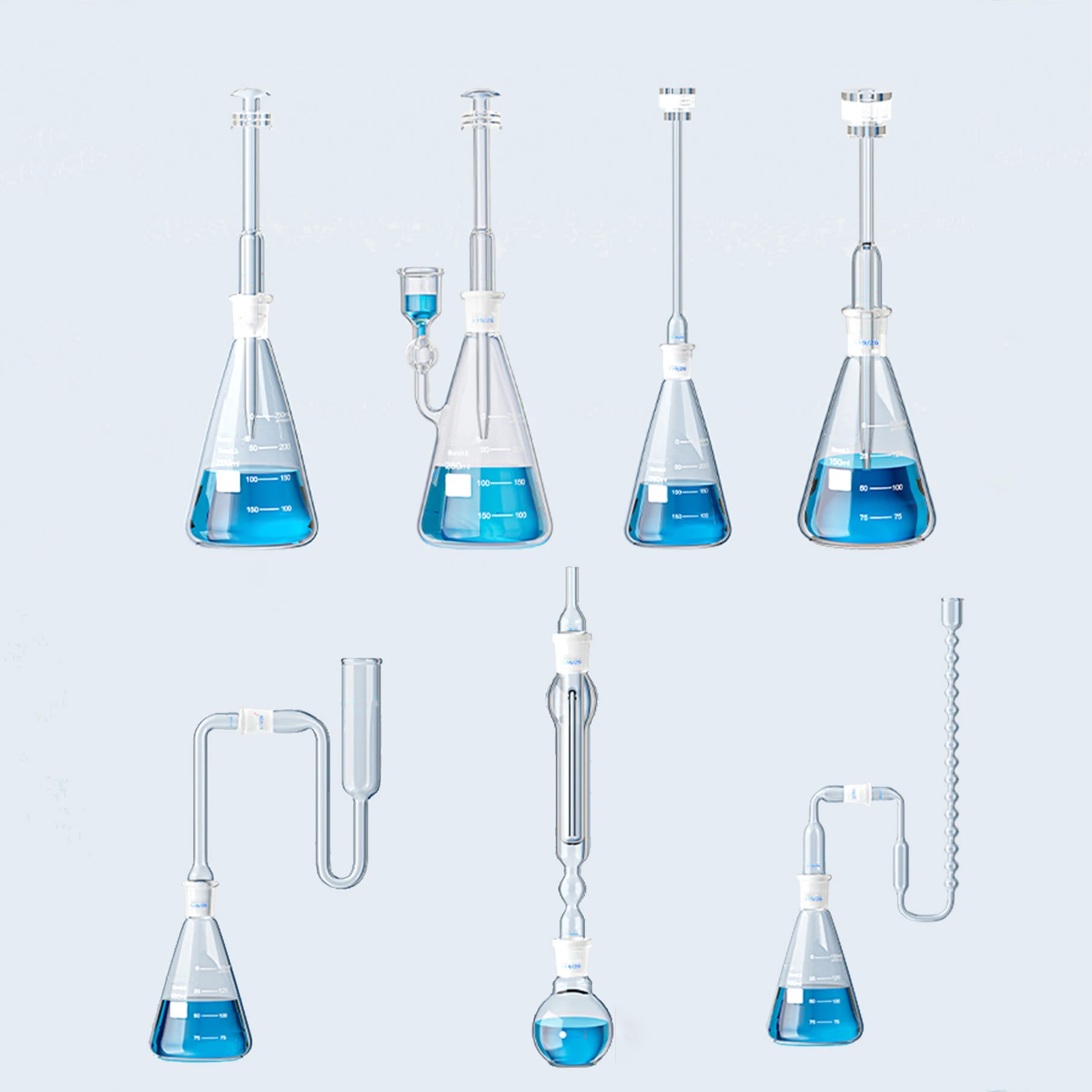 1 piece of Gu Cai's silver salt method arsenic testing device, 100ml/150ml, silver diethyldithiocarbamate method arsenic tester