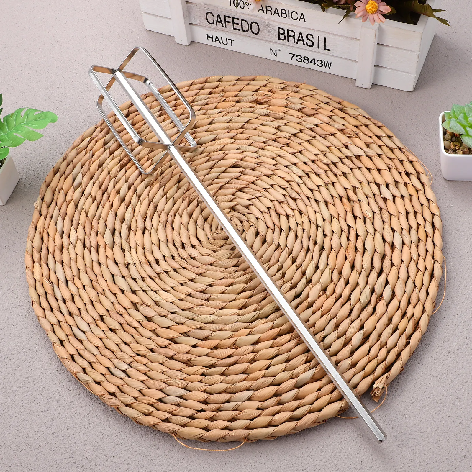 

Meat Stirring Rod Stainless Steel 40Cm Thickened Manual Meat Whisk Stirrer Hot Pot Cooking Kitchen Tool Hand Paste Whisk Manual