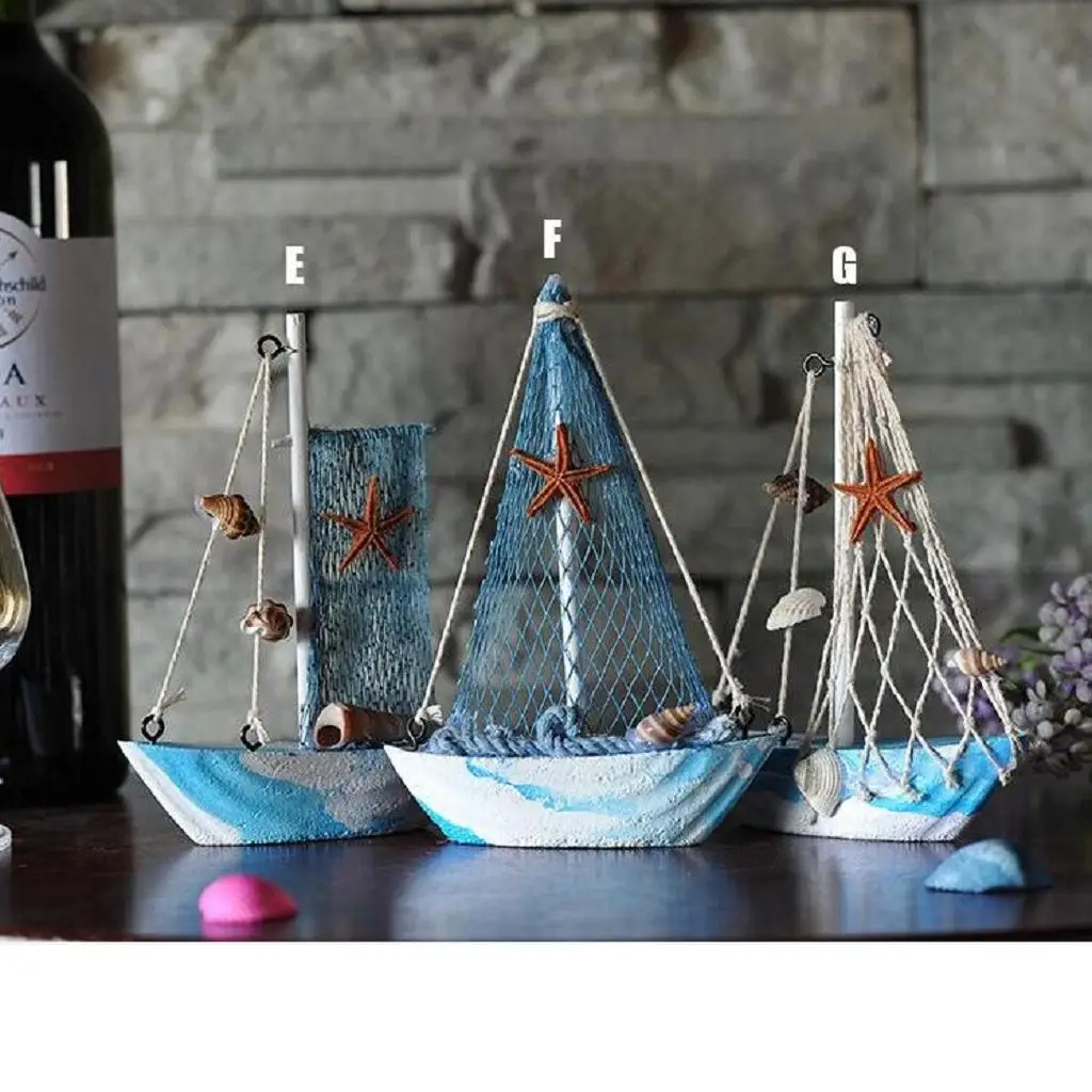 

Handcrafted Nautical Ship Toy Wooden Sailing Ornament Tropical Decor for Hotel Store Window Display