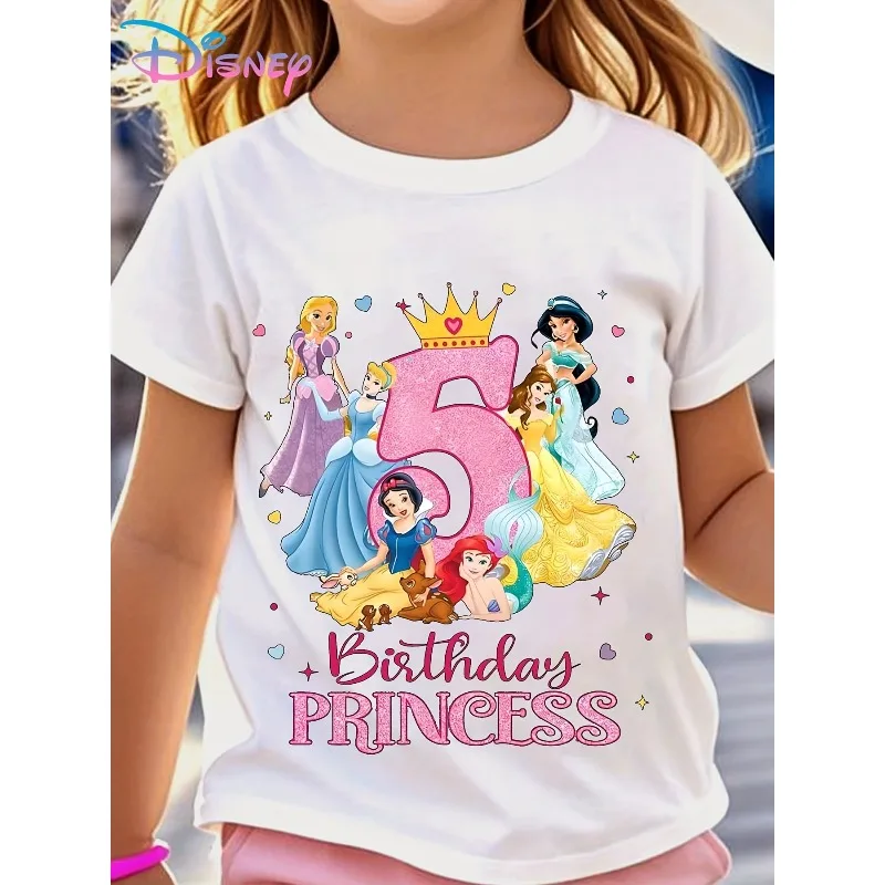 ديزني ميكي عيد ميلاد الأميرة المطبوعة الأطفال تي شيرت الصيف نمط جديد للبنين والبنات عارضة أزياء أعلى القطن الخالص