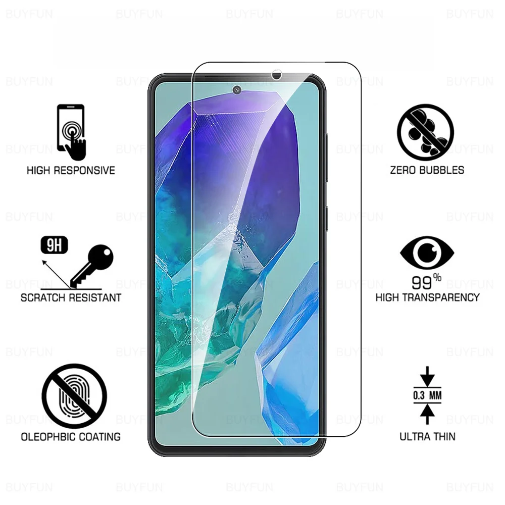 1-5Pcs Tempered Glass Case For Samsung Galaxy M55 5G Screen Protector For Samsung M15 M54 M14 M53 M52 M33 M23 M13 4G C55 Glass