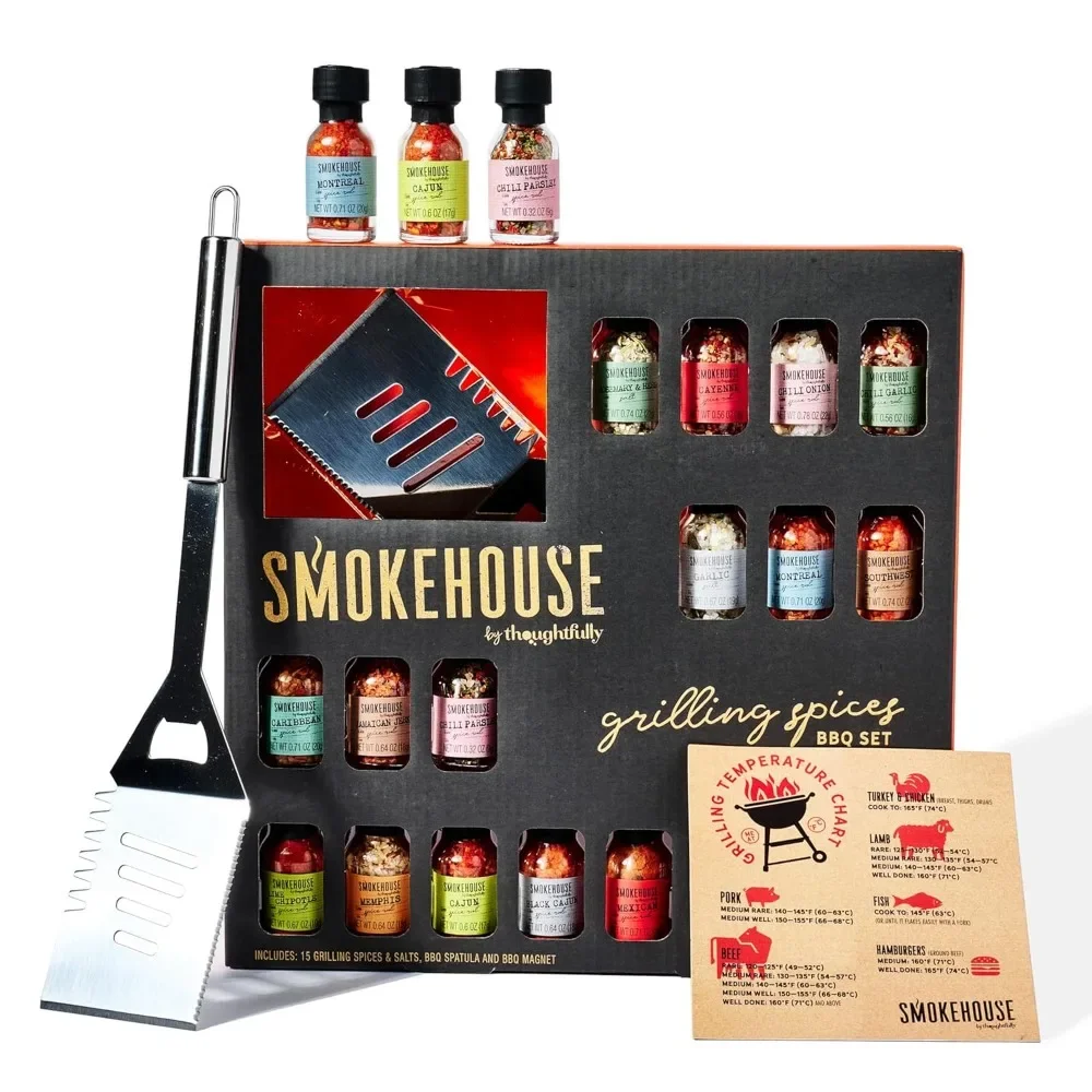 

Smokehouse by Thoughtfully, Grilling Spices BBQ Set, Includes BBQ Spatula, Magnet and Flavorful Seasoning and Rubs