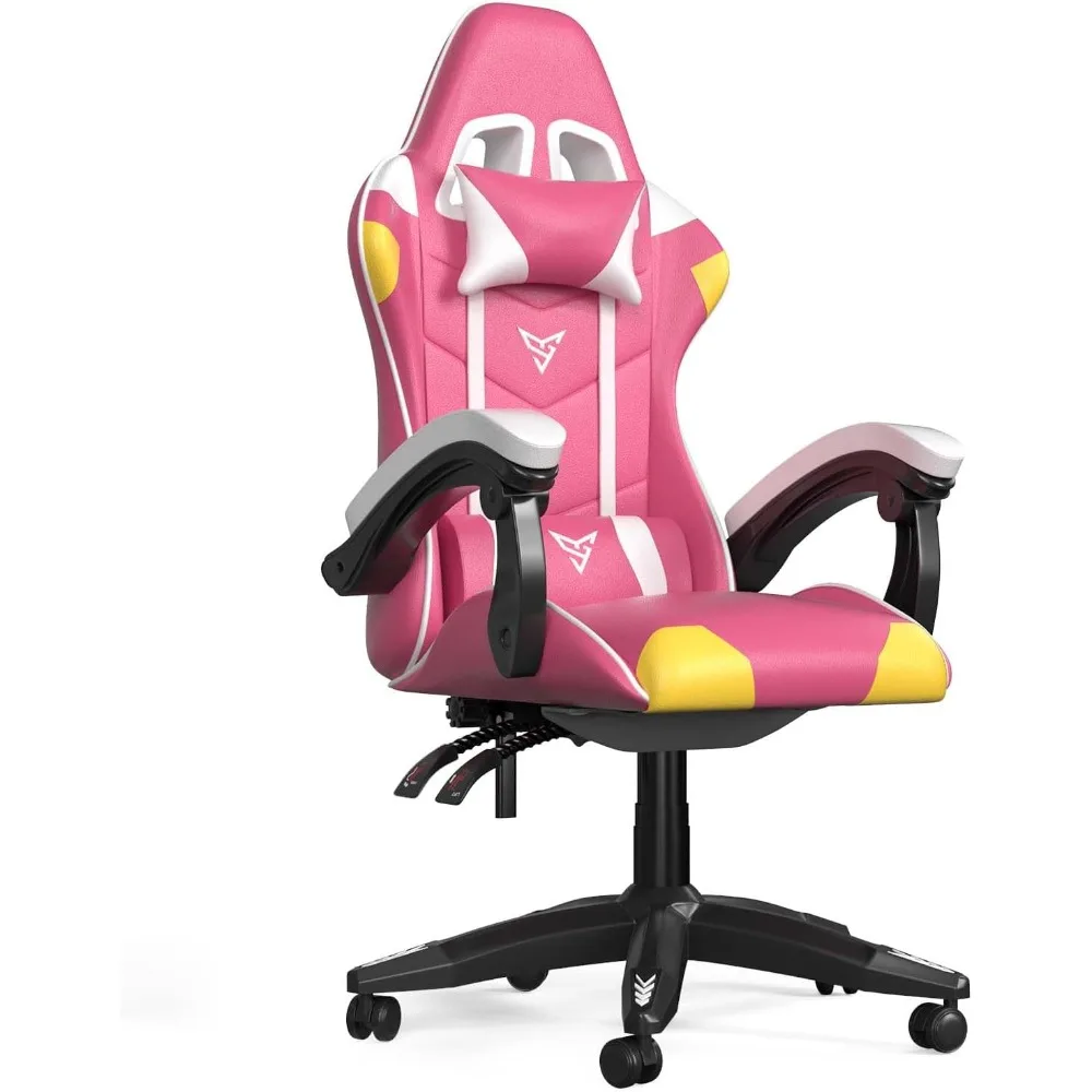 

Gaming Chair-Ergonomic Gaming Chair, Height Adjustable Reclining Computer Game Chair Comfortable with Headrest