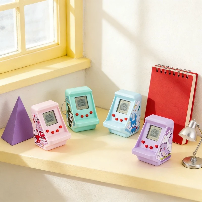 

Cute Cartoon Mini Electronic Pet Keychain - Retro Arcade Style Tamagotchi, Portable Virtual Pet Toy Gift for Kids Teens