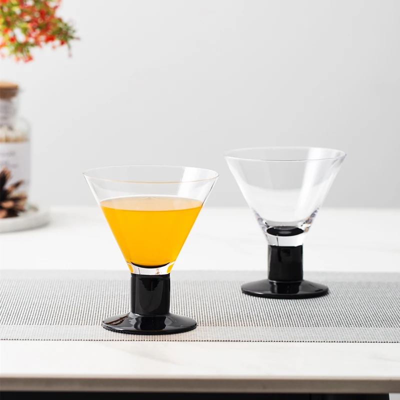 Martini Glass 270ml - Elegant Amber & Black Triangle Cup - Versatile Sake Cup for Bar, Party Events - Ideal Christmas Gift