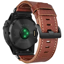 Leathe pulseira de relógio para garmin quickfit 20 22 26mm cinta compatível com fenix/tactix/precursor/vivoactive/aproximation/marq/enduro