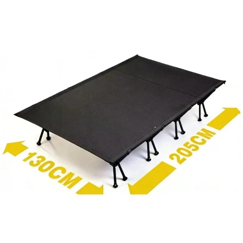 Portable Wide Double Folding Outdoor Camping Parent Child Camp Bed For Family Lunch Break Heavy Duty Waterproof Oxford Cloth Cot